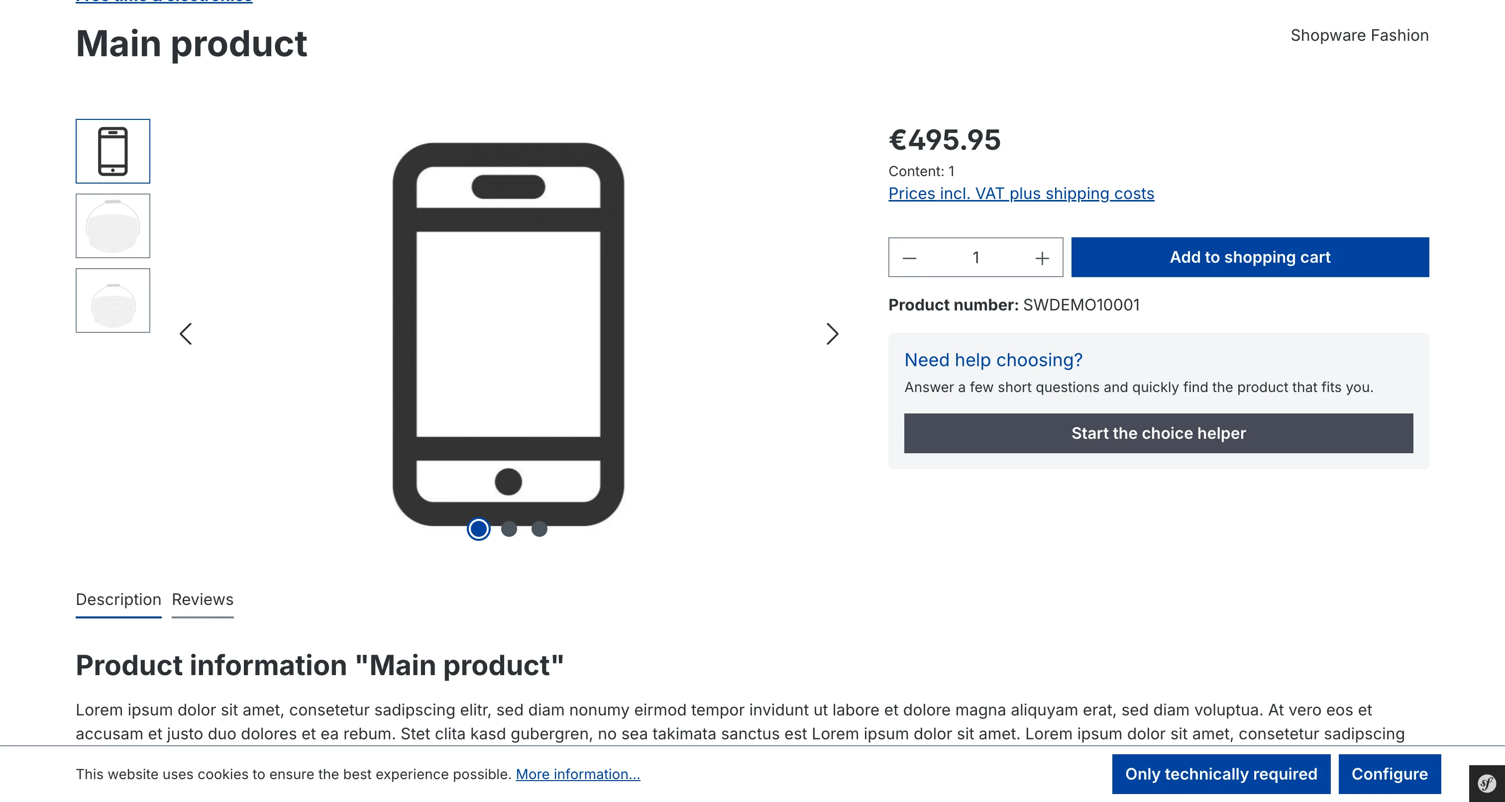 Shopware product page with a BerryPath Flow widget.