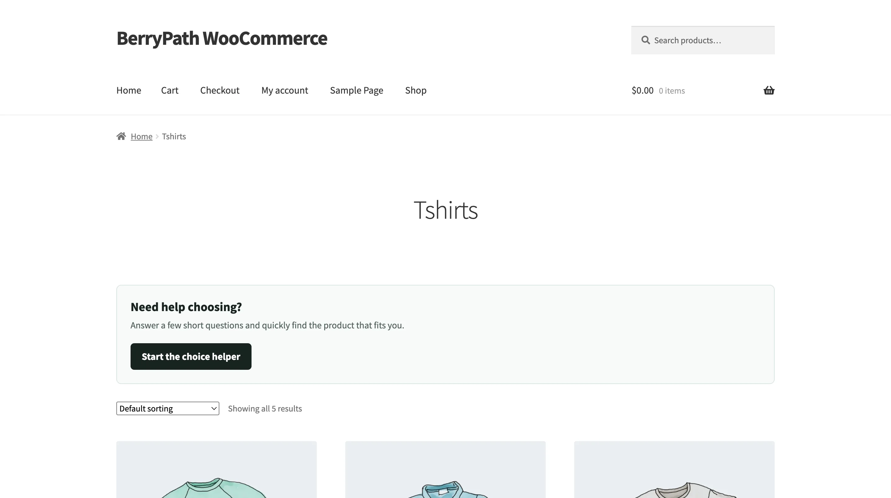 WooCommerce category page with a BerryPath Flow widget.